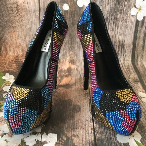 Steve Madden Colorful Rhinestone Platform Heels - Picture 4 of 7